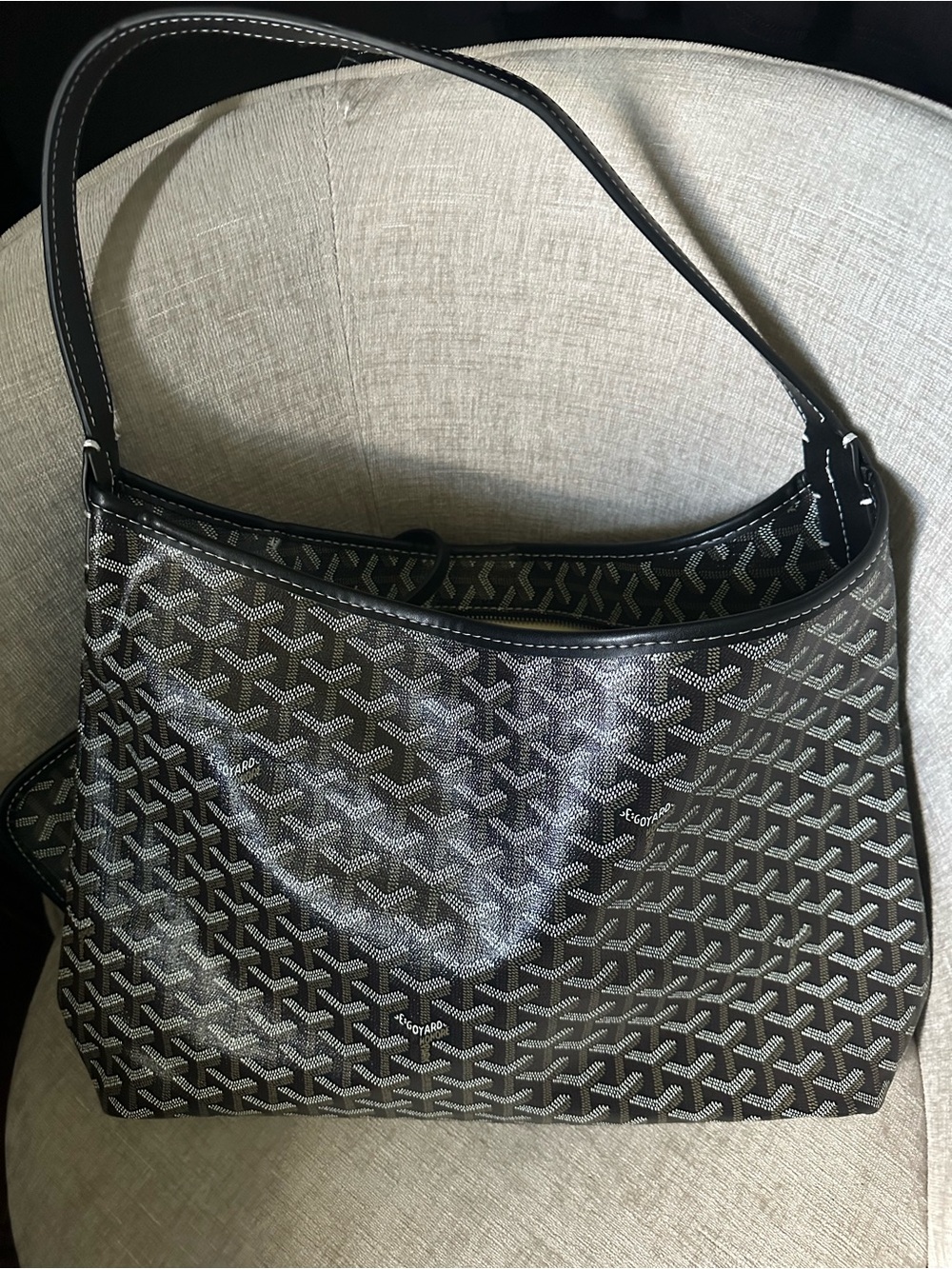 Black Patterned Hobo Bag with Matching Pouch - Picture 7 of 10